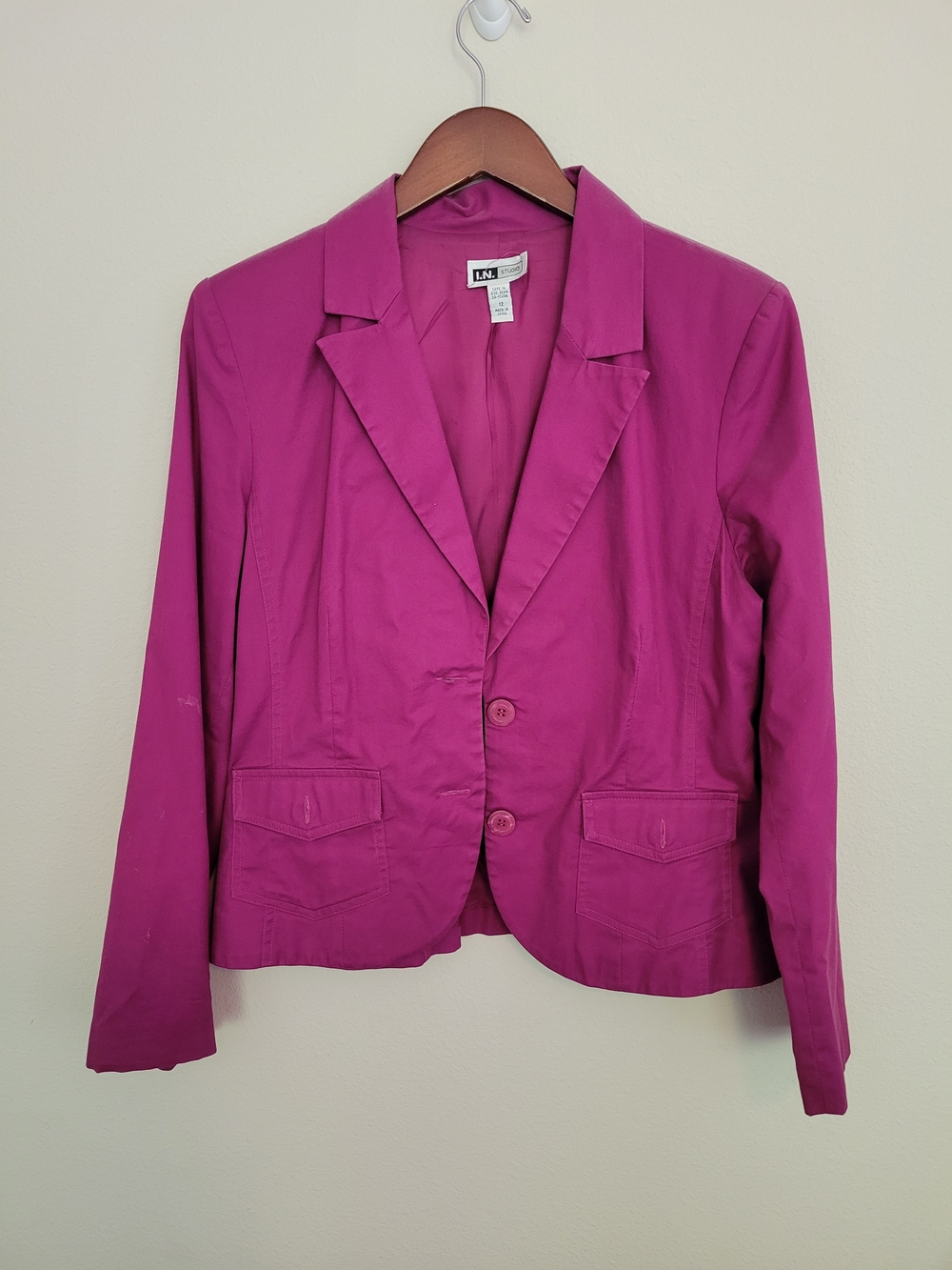 I.N. Studio Fuchsia Notch-Lapel Blazer